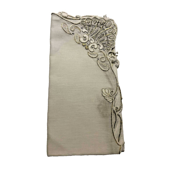 KIM SEYBERT BAROQUE NAPKIN HAND STITCHED NEIMAN MARCUS $100 AUTHENTIC - Picture 1 of 2